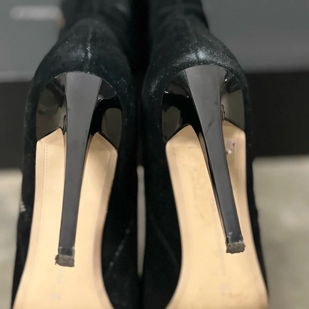 FRENCH CONNECTION MOLLY BLACK SUEDE KNEE LENGTH HEELED BOOTS SIZE 8 / 38M EU… - Picture 8 of 15
